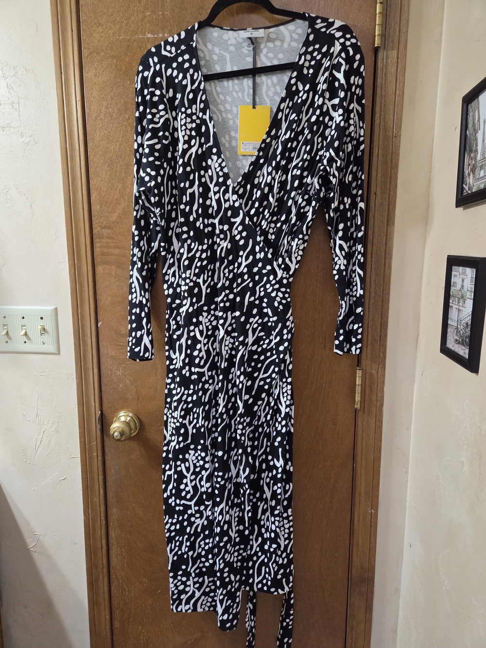 Diane Von Furstenberg For Target Black and White Printed Long-Sleeve Wrap Dress